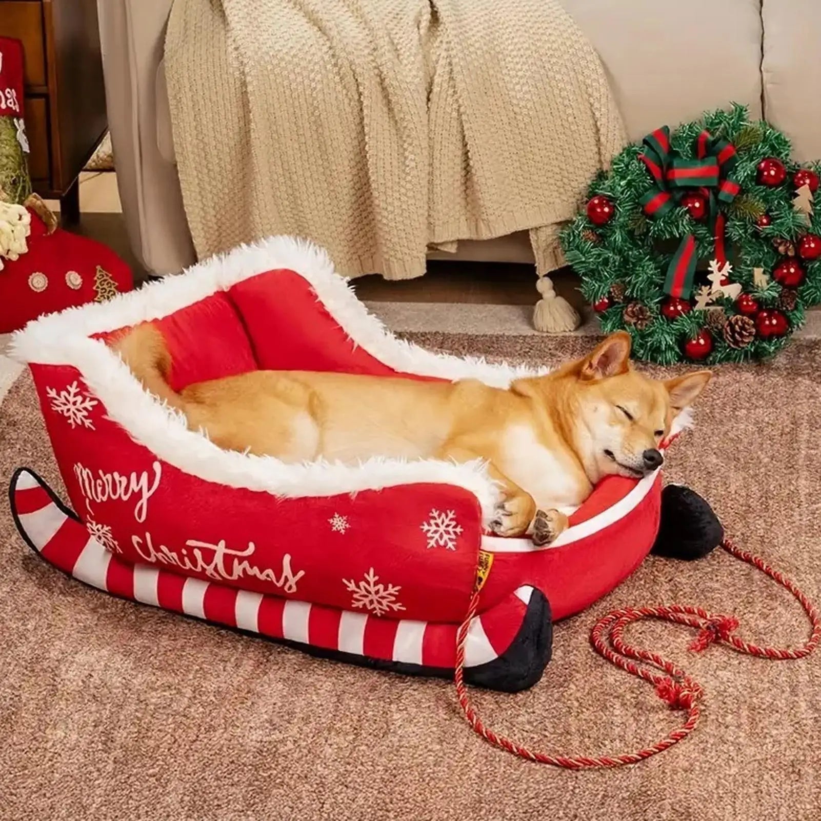 S/M Indoor Warm Dog Bed Pad Mat Warm With Non-slip Base Washable Dog Bed Christmas Sled Warm P et Dog Cat House Good Vibrations