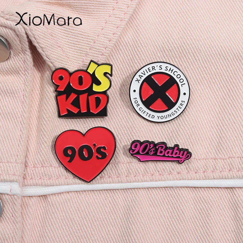 90s Baby Funny Slogans Enamel Pin Nostalgia 90s Kids Collected Brooches Lapel Backpack Badge Best Gifts Jewelry For Friends Good Vibrations