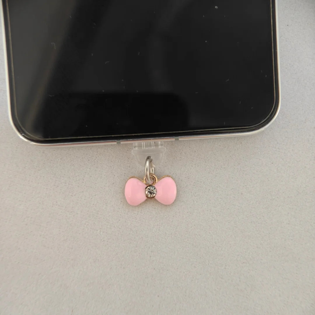 Pink Bow-Shaped Phone Dust Plug, Cute Bow Design, Sweet and Adorable Phone Accessory Good Vibrations