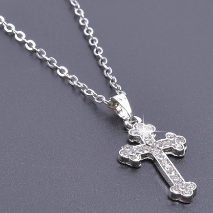 Cross Charm Necklace Crystal Pendant Necklaces For Women Men Accessories Rhinestone Christ Crosses Choker Gift Fashion Jewelry Good Vibrations