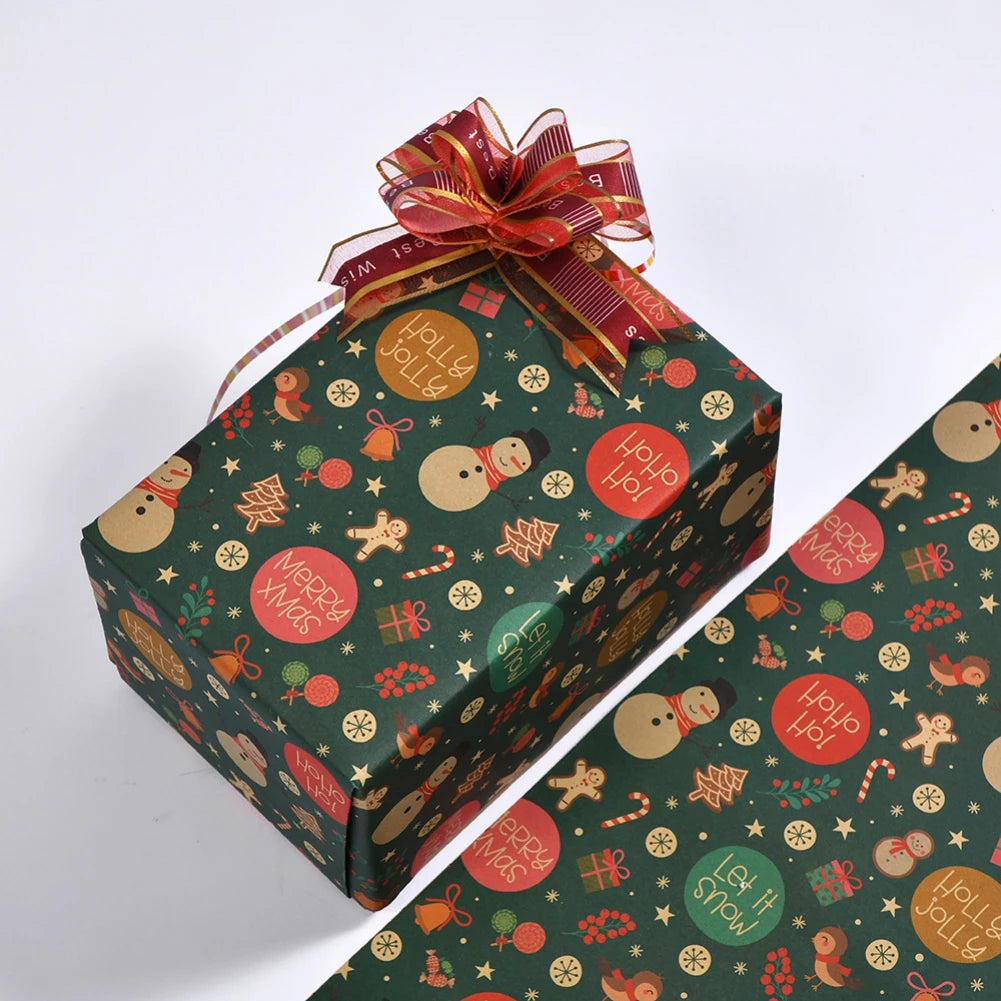 Christmas Gift Wrapping Paper Flower Bouquet Packing Kraft Paper DIY Crafts Paper Christmas New Year Party Packaging Decoration Good Vibrations