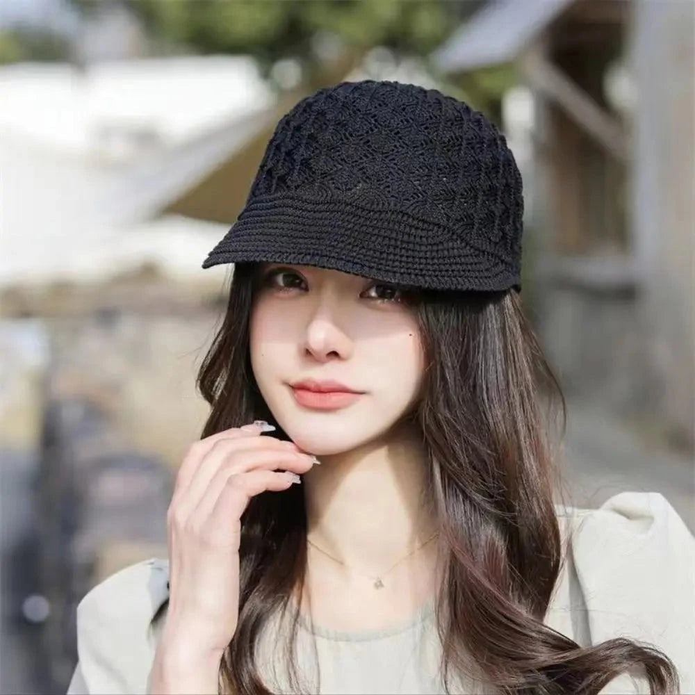 New Hat Women's Spring/Summer Peaked Cap Hollow Design Headband Women's Bucket Hats Beret Hat Good Vibrations