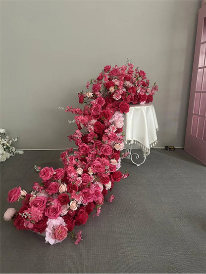 pink colour Rose Large Flower Row Artificial Flower Row Runner Wedding Backdrop Decor Floral Wall Party showcase decoration prop Good Vibrations