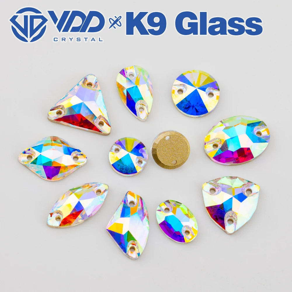 VDD Chamfer AAAAA Top Quality K9 Glass Sew On Rhinestones Sewing Crystal AB Flatback Stone For Clothes Accessories Wedding Dress Good Vibrations