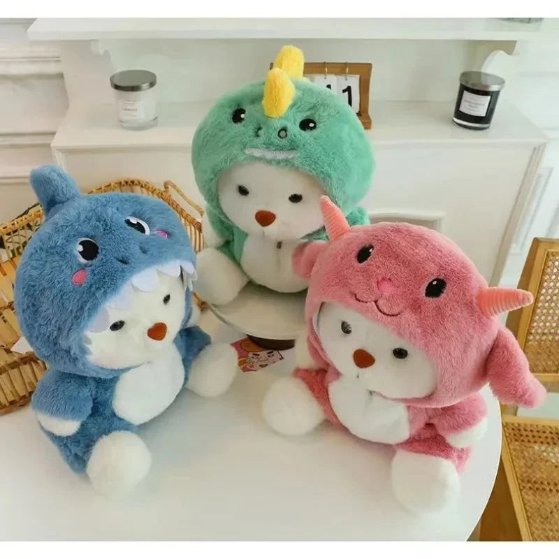 Teddy Bear Cosplay Pig Dinosaur Cute Plush Toy Stuffed Cartoon Animsl Detachable Hat Brown Bear Plushie for Kids Birthday Good Vibrations