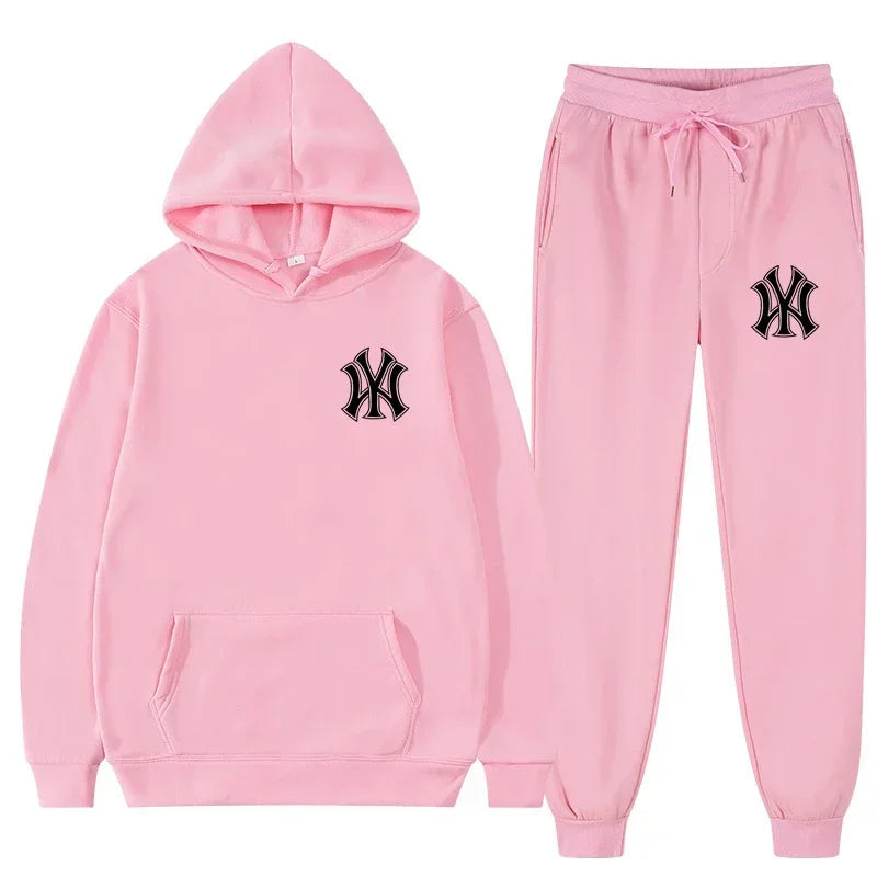 Men's running and fitness fashion casual sportswear set for autumn and winter, hooded sweatshirt + jogging pants two-piece set Good Vibrations