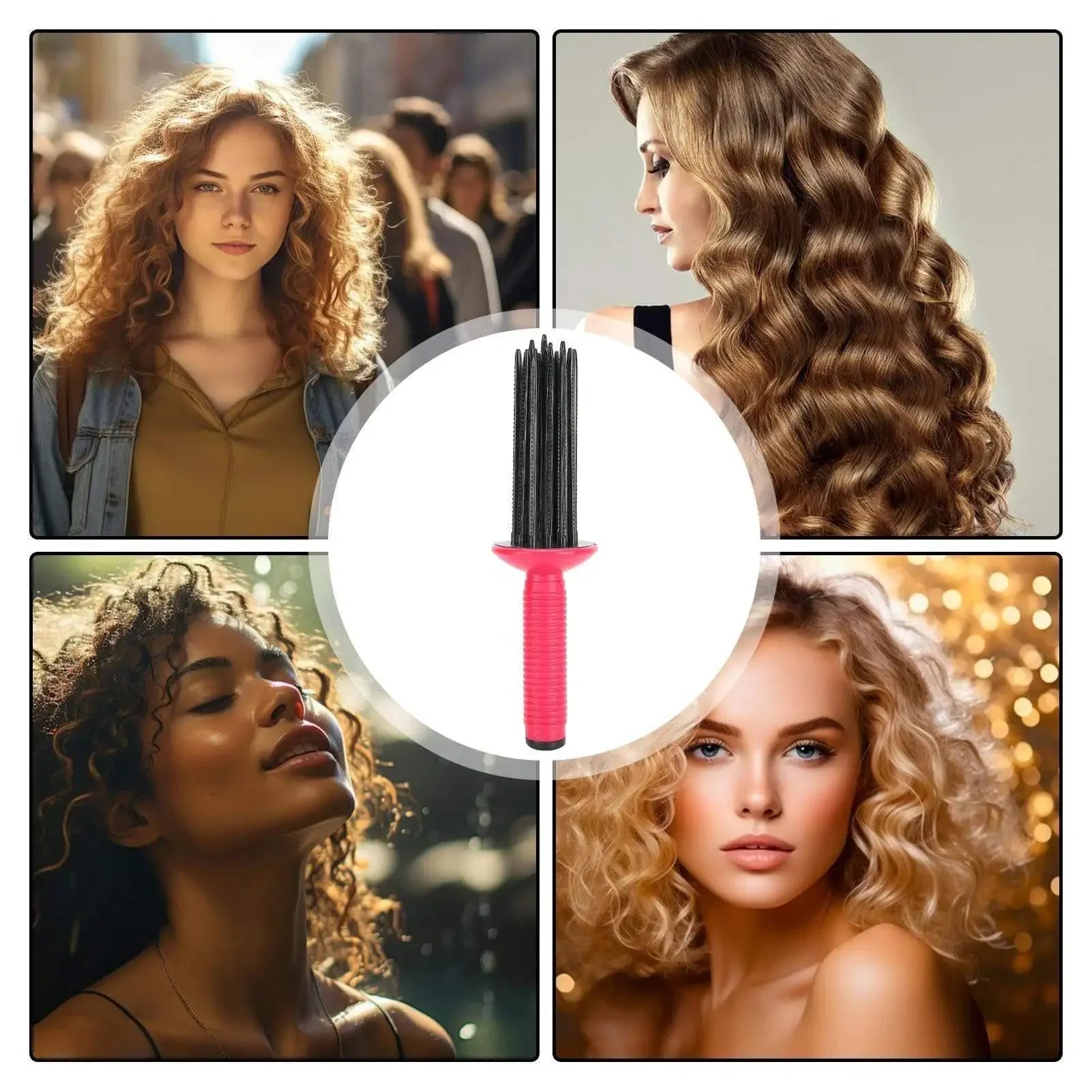 Innovative Comb Round Does Not Hurt Hair ABS Curling Make Up Brush Roller Roll Comb Hairdressing Tool Good Vibrations