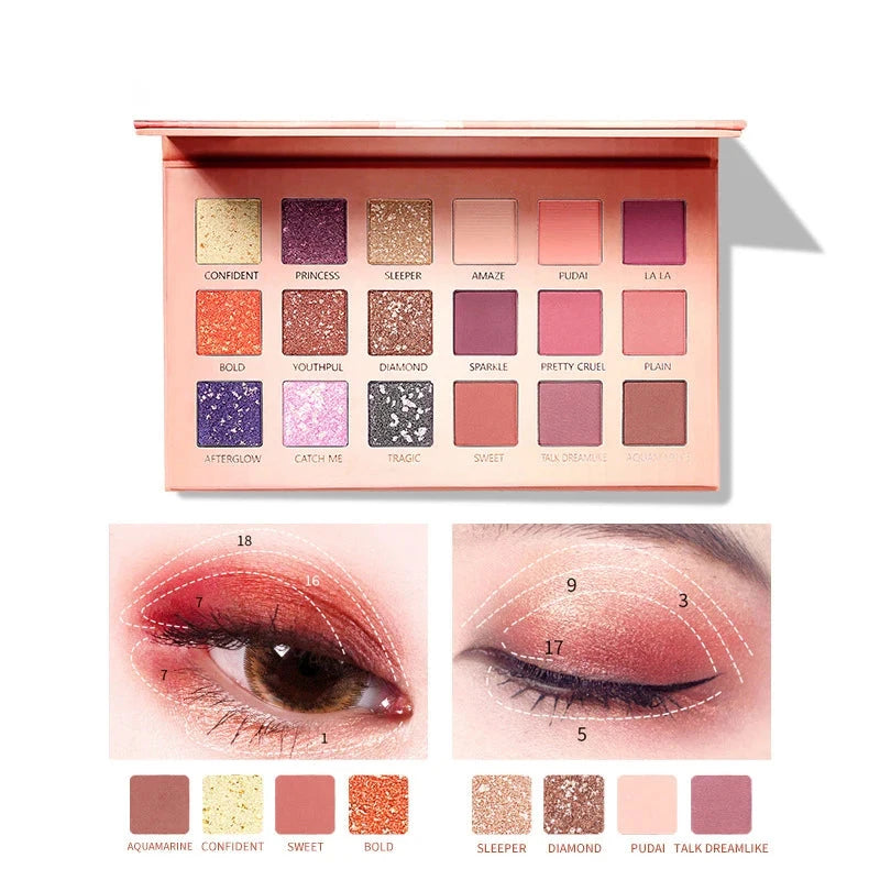 28 Colors Eyeshadow Palette High Gloss Cement Grey Rose Brown Color Tone Matte Glitter Daily Makeup Dry Rose Eyeshadow For Music Good Vibrations