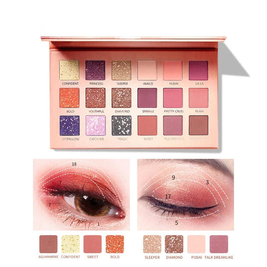 28 Colors Eyeshadow Palette High Gloss Cement Grey Rose Brown Color Tone Matte Glitter Daily Makeup Dry Rose Eyeshadow For Music Good Vibrations