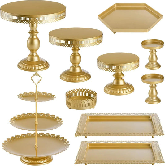 Set of 10 Cake Stand, Metal Cupcake Stand Set with Multiple Combination Styles, Dessert Plate Cake Serving Tray Candy Fruit Good Vibrations