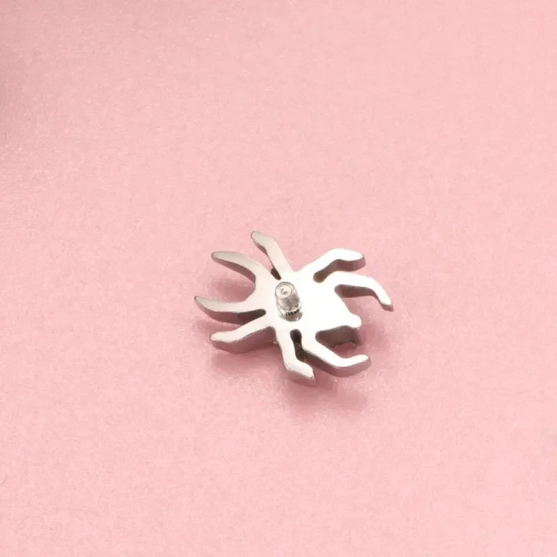 ASTM F136 Titanium 16G 18G Spider CZ Internal Thread Labret Stud Earring Nose Tragus Helix Flat Stud Halloween Body Piercing Good Vibrations