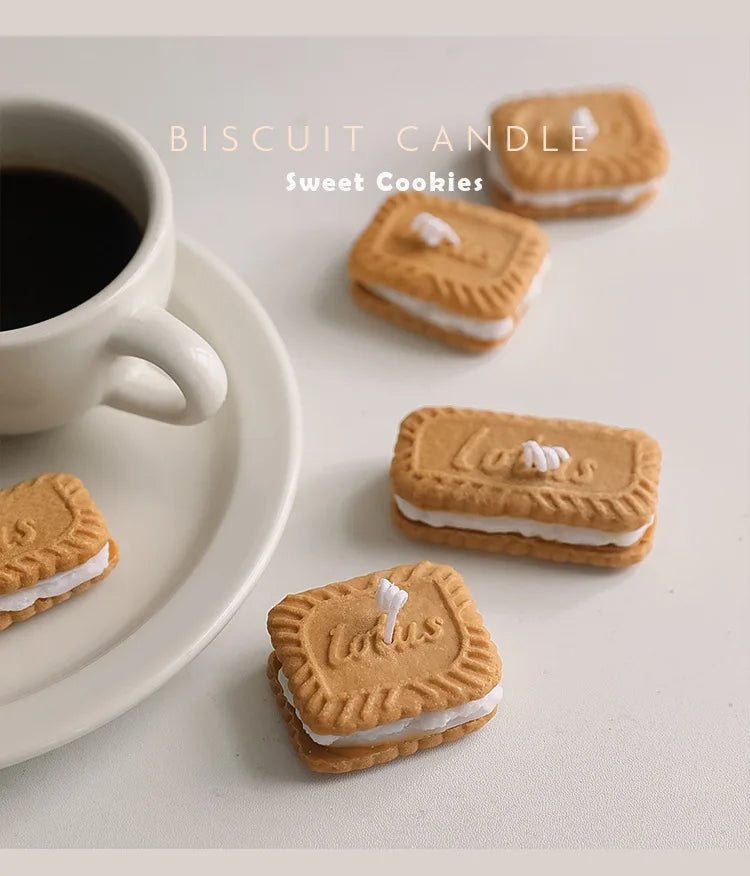 Cute Handmade Biscuit Candle Scented Candle Aromatherapy Soy Wax Candle Wedding Birthday Candles Party Home Decoration Good Vibrations