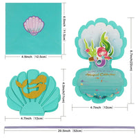 6Pcs Mermaid Party Invitations Pearlescent Mermaid Birthday Party Supplies with Envelopes for Kids Girls Birthday Wedding Decor Good Vibrations