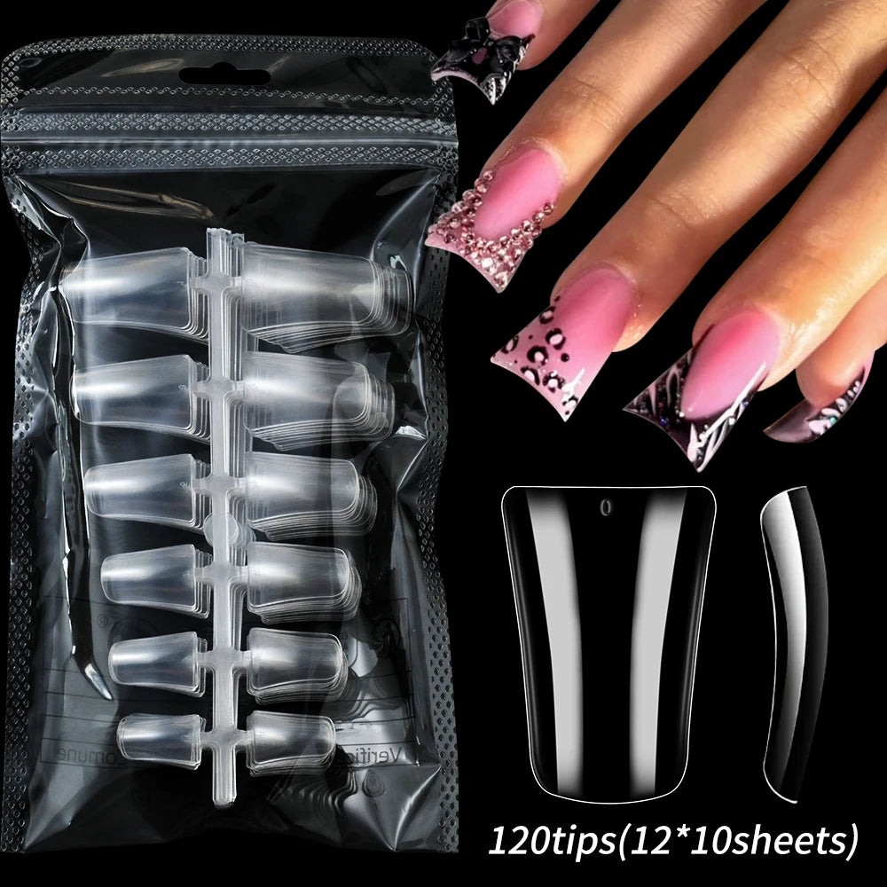 120pcs Pink French Tip Press-On Nails Medium Length Square Shape With Glossy Finish False Nails Full Cover Pre-Shaped Fake Nails Good Vibrations