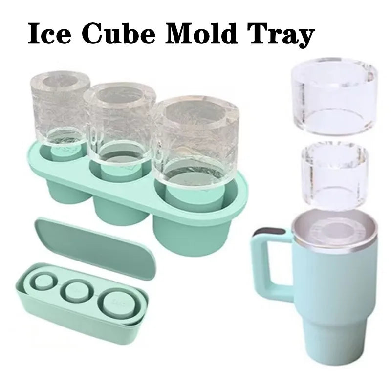 3-Grid Ice Cube Tray For Stanley 30/40 Oz Tumbler Cups Reusable Cylinder Silicone Ice Cube Molds With Lid For Drink Juice Coffee Good Vibrations Adult Super Store
