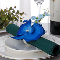 6PCS Handmade Orchid Flower Napkin Rings Blue Flower Holders Handcraft Serviette Buckles Rings For Wedding Table Decor Good Vibrations