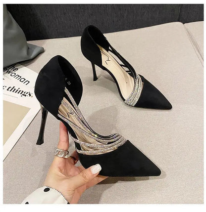 Women Evening Party High Heels New  Pumps Elegant Ladies Pointed To Black  Strappy Stripper Shoes for Women Good Vibrations