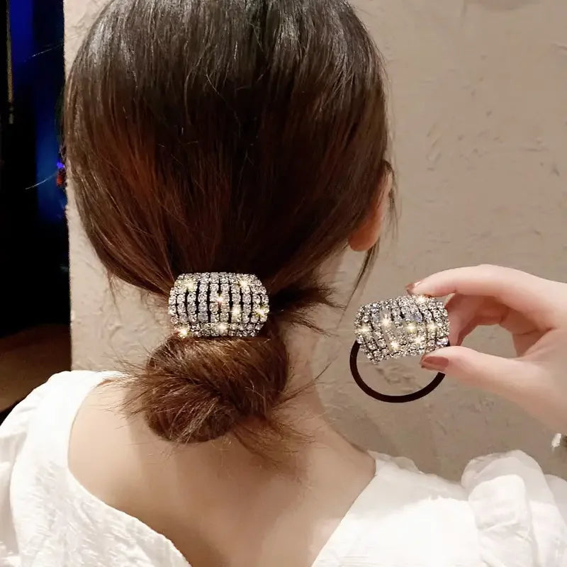 Sparkling rhinestone decoration hair ring elastic headband ponytail holder retro fashion hair clip for women and daily use Good Vibrations