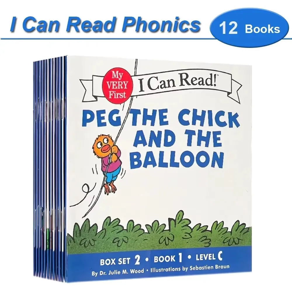 12 Books/Set I Can Read Phonics My Very First Picture Book for Children Kids English Story Picture Books Baby Learning English Good Vibrations