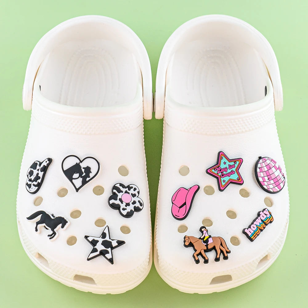 1/11pcs Cowboy Cowgirls Style Shoe Charms for Women Girls, Cactus Shoe Charms Decorations Accessories Pins for Kids,Clog Buckles Good Vibrations