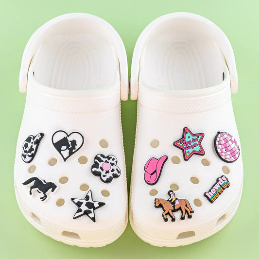 1/11pcs Cowboy Cowgirls Style Shoe Charms for Women Girls, Cactus Shoe Charms Decorations Accessories Pins for Kids,Clog Buckles Good Vibrations