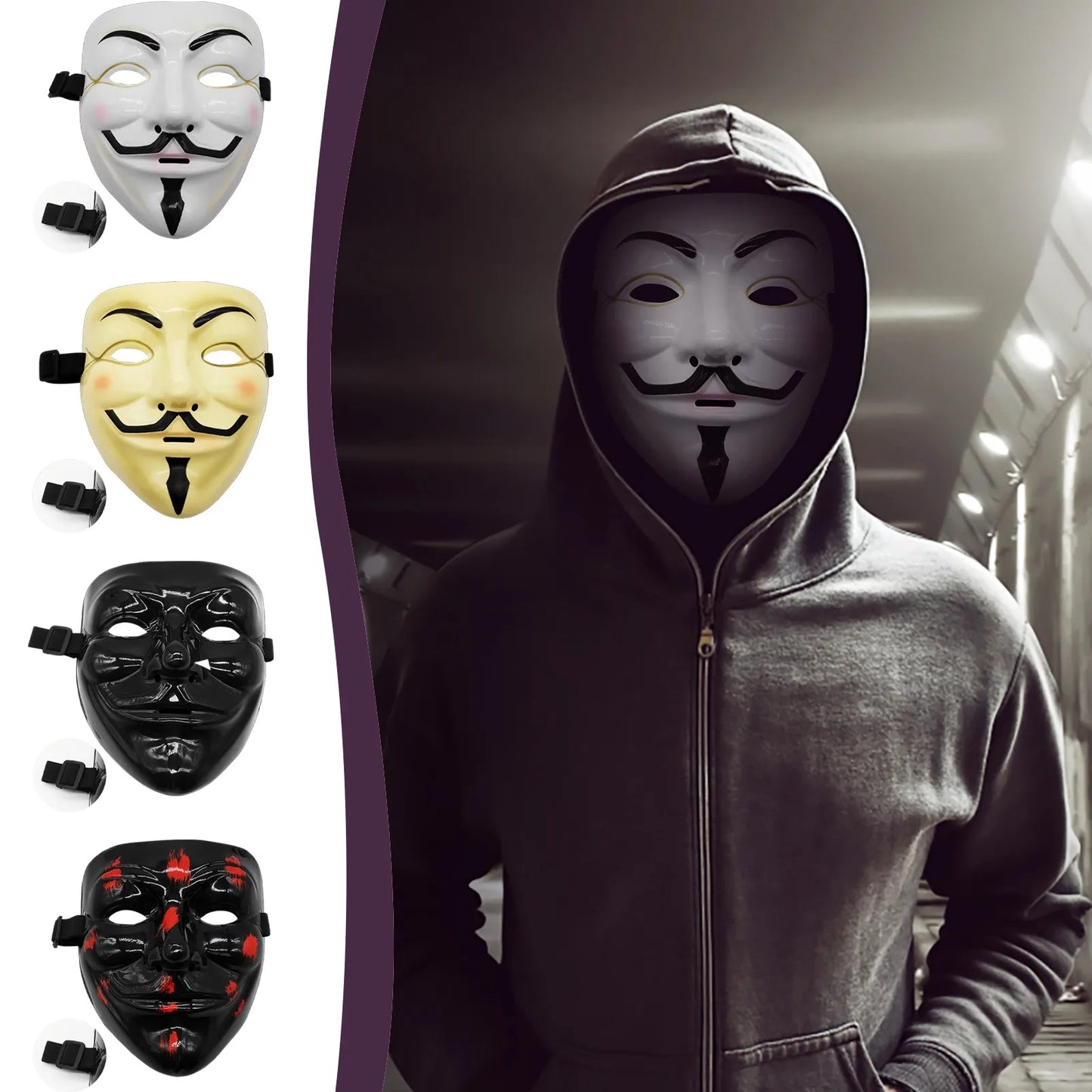 Halloween Masks Hacker Mask Black White V For Vendetta Hackers Cos Mask Halloween Cosplay Party Diy Masks Children Toys Masks Good Vibrations
