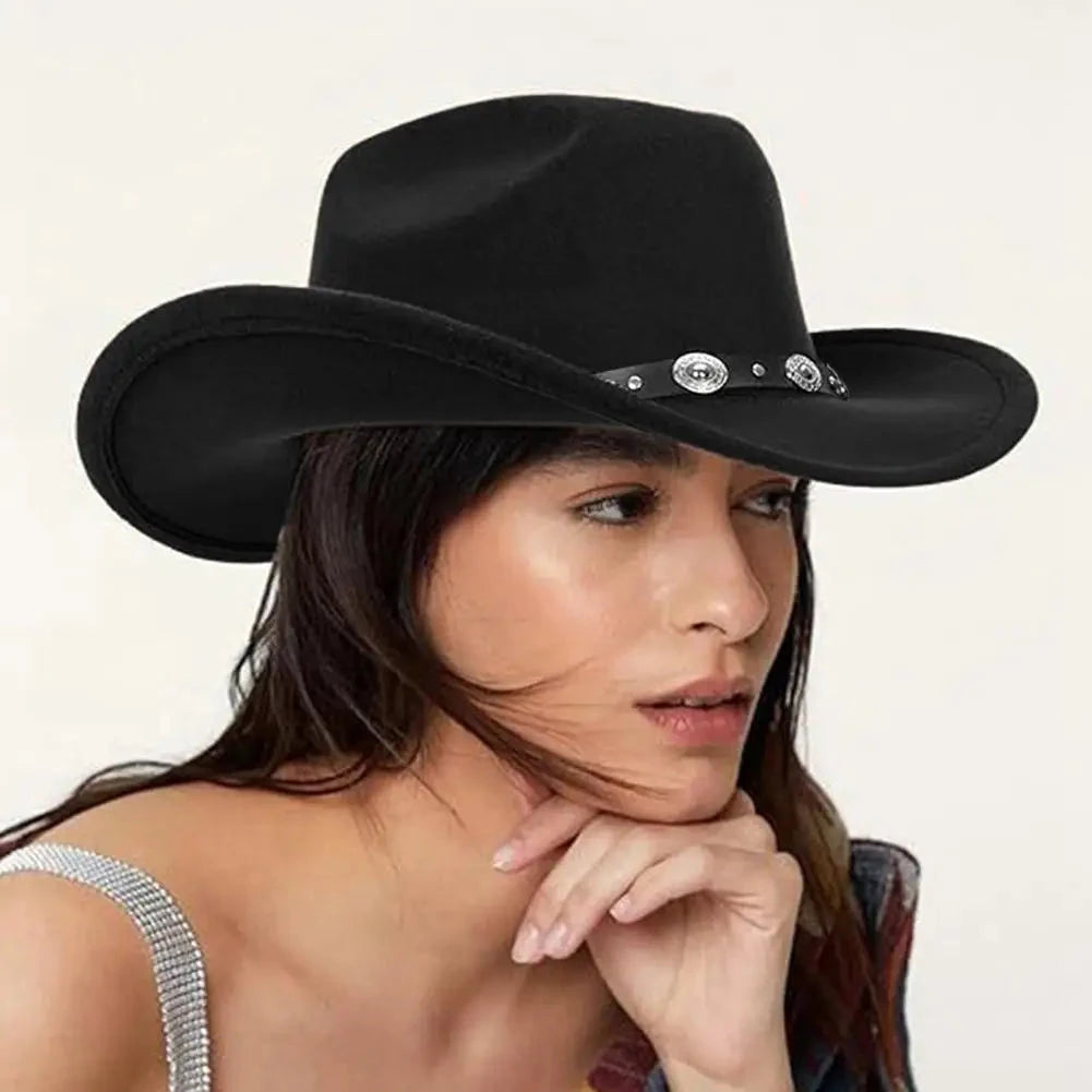 Black Vintage Cowboy Hat Cowgirl Accessories Jazz Cowgirl Wide Brim  Caps Sunshade Cap  Holidays Party Cosplay Hat Good Vibrations