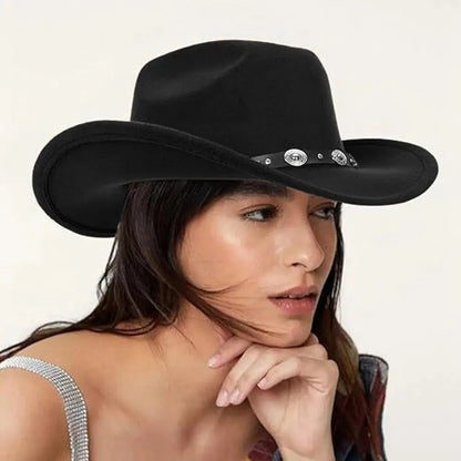 Black Vintage Cowboy Hat Cowgirl Accessories Jazz Cowgirl Wide Brim  Caps Sunshade Cap  Holidays Party Cosplay Hat Good Vibrations