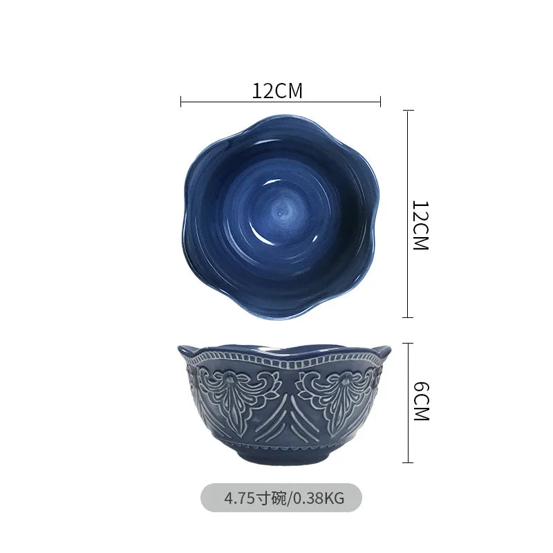 Creative Household Dinner Plate European Ceramic Steak Dinner Plate Light Luxury Relief Tableware Small Dish Kitchen Utensils Good Vibrations