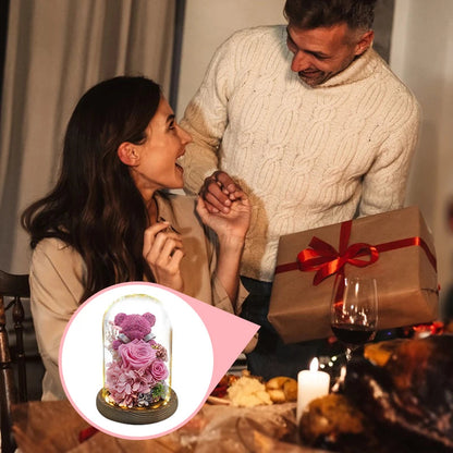 Valentine's Day Gift for Girlfriend Eternal Preserved Rose Flower Gift Box Teddy Bear Eternal Flower with Lights Gift for Women Good Vibrations