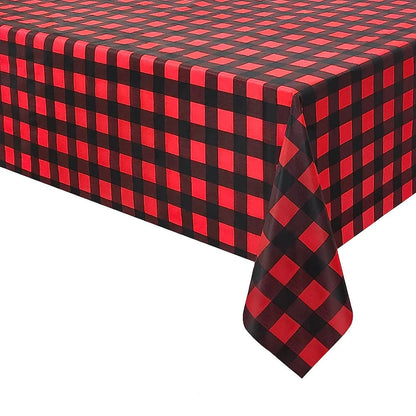 Red Black Checkered Disposable Tablecloth Wedding Birthday Party Indoor Outdoor Picnic Table Cover Plastic Waterproof Tablecloth Good Vibrations