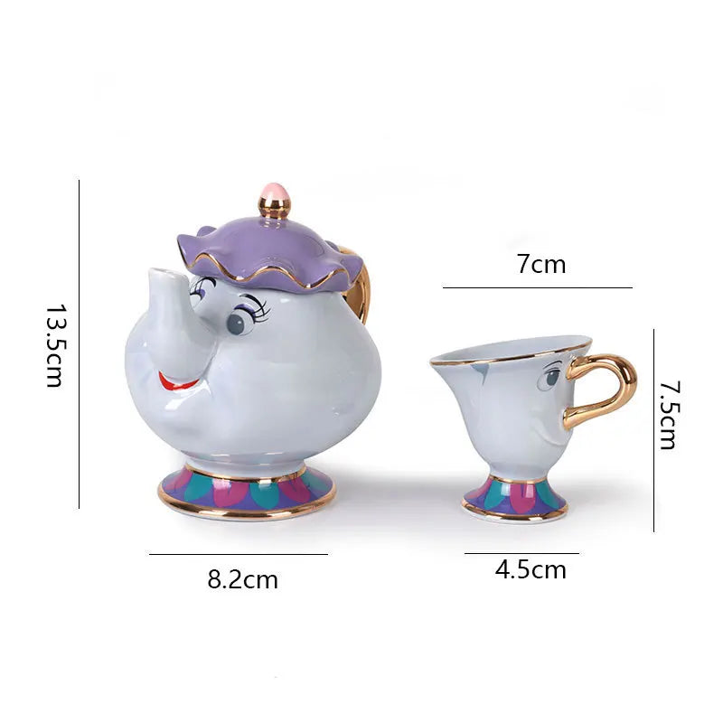 Disney Teapot Cute Cartoon Beauty And The Beast Coffee Pots Mug Mrs Potts Chip Cup Tea Cup Pots One Tea Set Droshipping Desk Gif Good Vibrations Adult Super Store