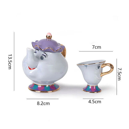 Disney Teapot Cute Cartoon Beauty And The Beast Coffee Pots Mug Mrs Potts Chip Cup Tea Cup Pots One Tea Set Droshipping Desk Gif Good Vibrations Adult Super Store