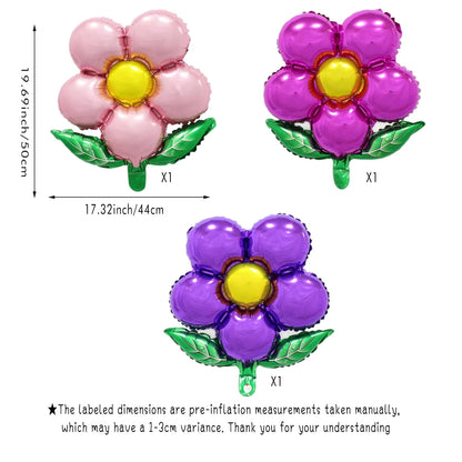 3pcs Flower Balloons Pink Rose Red Purple Flower Balloon Birthday Party Wedding Decorations Good Vibrations