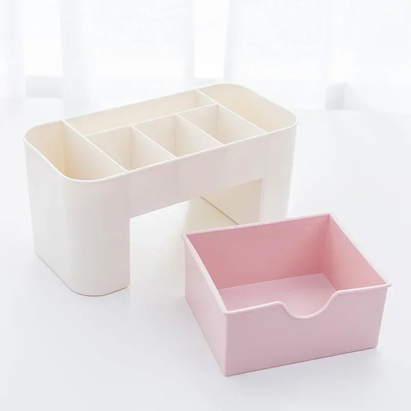 Double Layer Plastic Makeup Organizers Storage Box Cosmetic Drawers Jewelry Display Box Desktop Make Up Container Boxe Organizer Good Vibrations