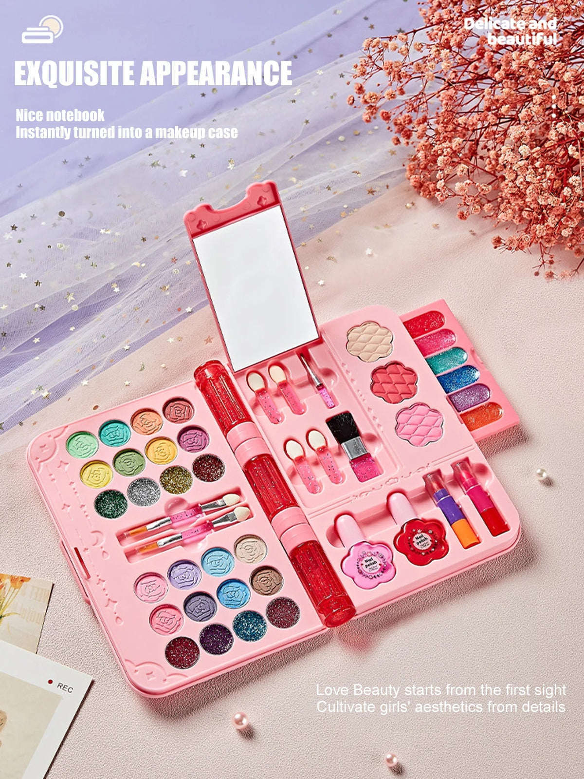 Kids Makeup Kit for Girl, Washable Play Make Up Toys Set with Mirror, Beauty Dress Up Set Toys for Age 3 4 5 6 7 8 9 10 11 12 Ye Good Vibrations
