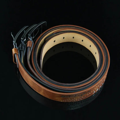 Simple Leather Men's Belt Luxury High Quality Classic Buckle Business Cowboy Vintage Waistband Alloy Belts Good Vibrations