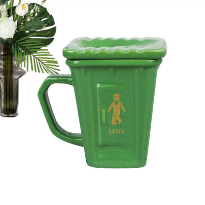 Creative Squatty Toilet Trash Can Mug With Straw Ceramic Toilet Mug Funny Prank Water Mug For Home Work Birthday Party Good Vibrations