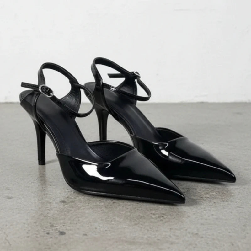 High Heels Women's Shoes for Business Elegant Pointed Toe Patent Leather Daily Office Stilettos Designer Summer Ladies Sandals Good Vibrations