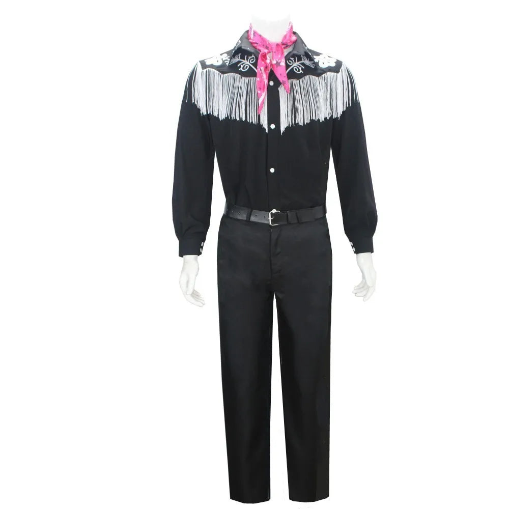 Costume de Cosplay du Film Ken pour Adulte, T-shirt Noir, Écharpe Rose, Ensemble Complet, Princesse, ixde Carnaval d'Halloween Good Vibrations