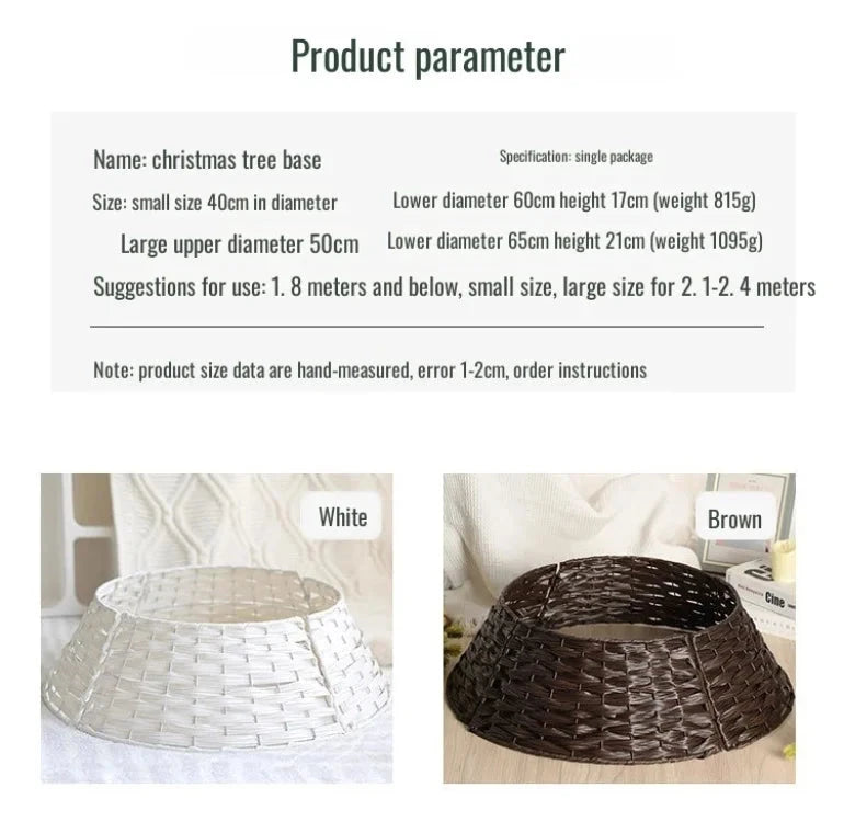 Christmas Tree Skirt Retro Round Basket Xmas Trees Foot Decor Collar for Home Festival Party Background Decoration Gift Good Vibrations