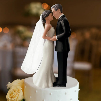Anniversary Decoration Couple Wedding Cake Topper Elegant Creative Cake Toppers Dolls PVC White/Black Bride & Groom Figurines Good Vibrations
