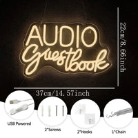 Audio Guestbook Neon Sign, Wedding Message Led Neon Wall Decor, Bedroom, Bar Party, Wedding Scene Luminous Sign Wall Lamp. Good Vibrations