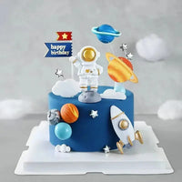Astronaut Theme Cake Topper Planet Space Rocket Spaceship Birthday Decor Kids Boy Girl Birthday Party Baby Shower Decoratings Good Vibrations