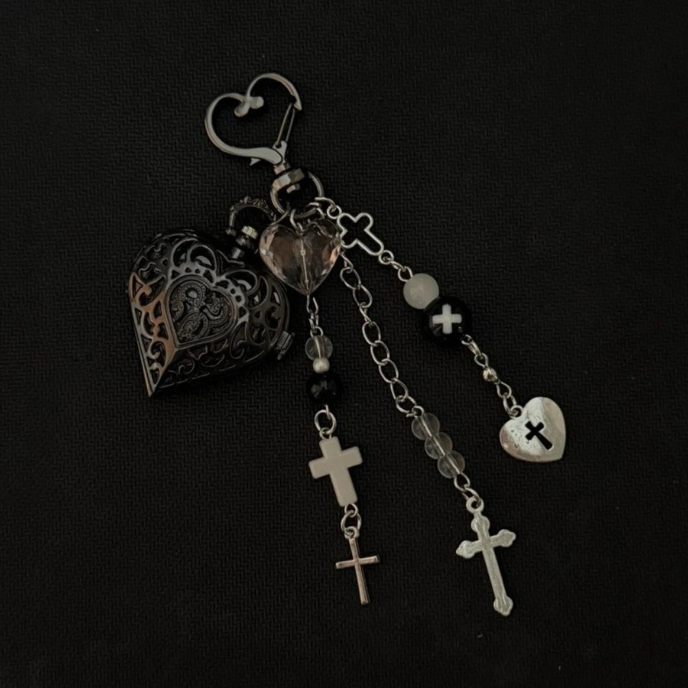 Original Hollow Heart Pocket Watch Chain keychain Design Steampunk Clock Vintage Necklace Pendant Jewelry Watch Men Women Gift Good Vibrations
