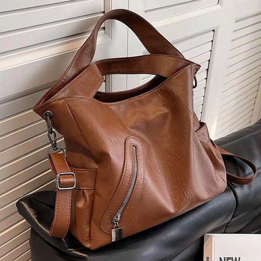 New Large Capacity Shoulder Bag for Women's Fashion Versatile Texture Elegant Temperament Handbag Advanced Sensory Qintuote Bag Good Vibrations