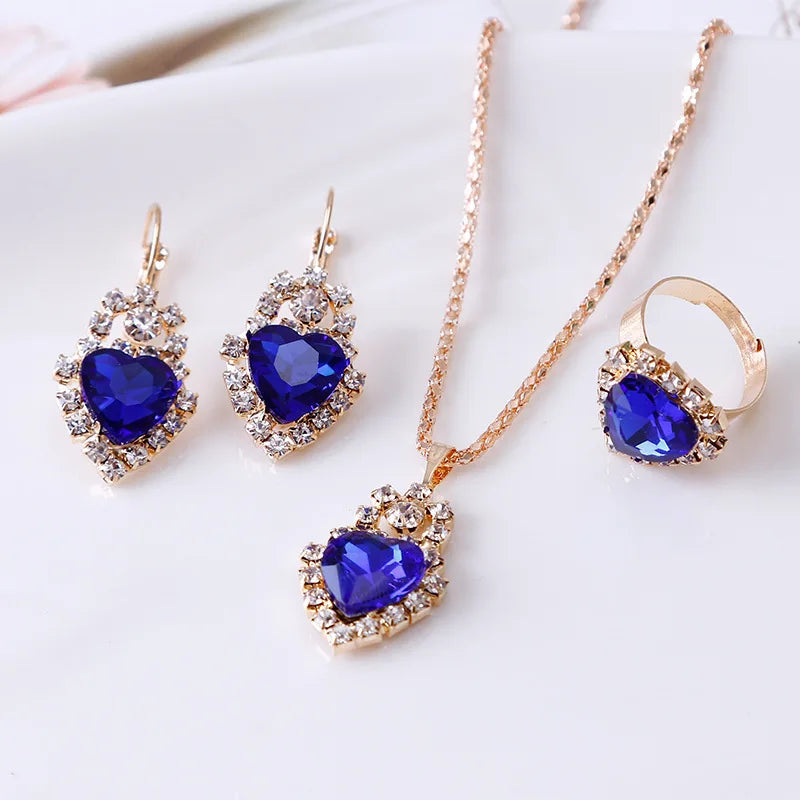 Jewelry Sets Women Wedding Jewelry Set for Brides Gold-Color Zirconia Earring Pendant Necklace Ring Sets Good Vibrations Adult Super Store