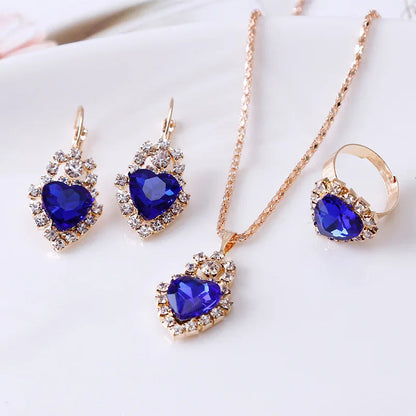 Jewelry Sets Women Wedding Jewelry Set for Brides Gold-Color Zirconia Earring Pendant Necklace Ring Sets Good Vibrations Adult Super Store