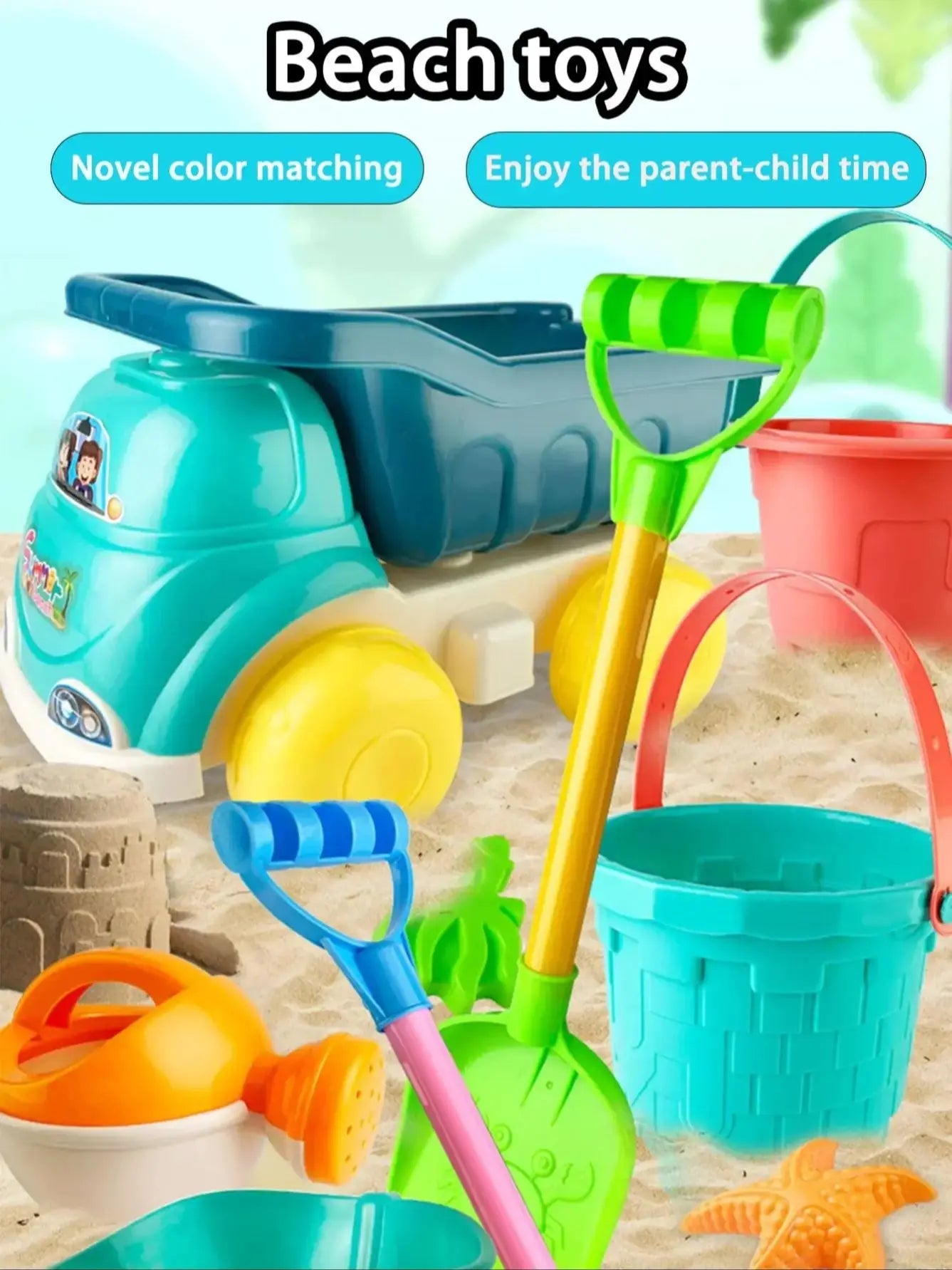 Children's beach toy sets: shovels, beach buckets, funnel tools, summer outdoor water play toys for babies Good Vibrations