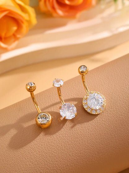 3pcs Gold Color Heart Butterfly Dangled Belly Piercing Sets 14G Stainlees Steel Navel Jewelry for Women Girls Body Belly Rings Good Vibrations Adult Super Store